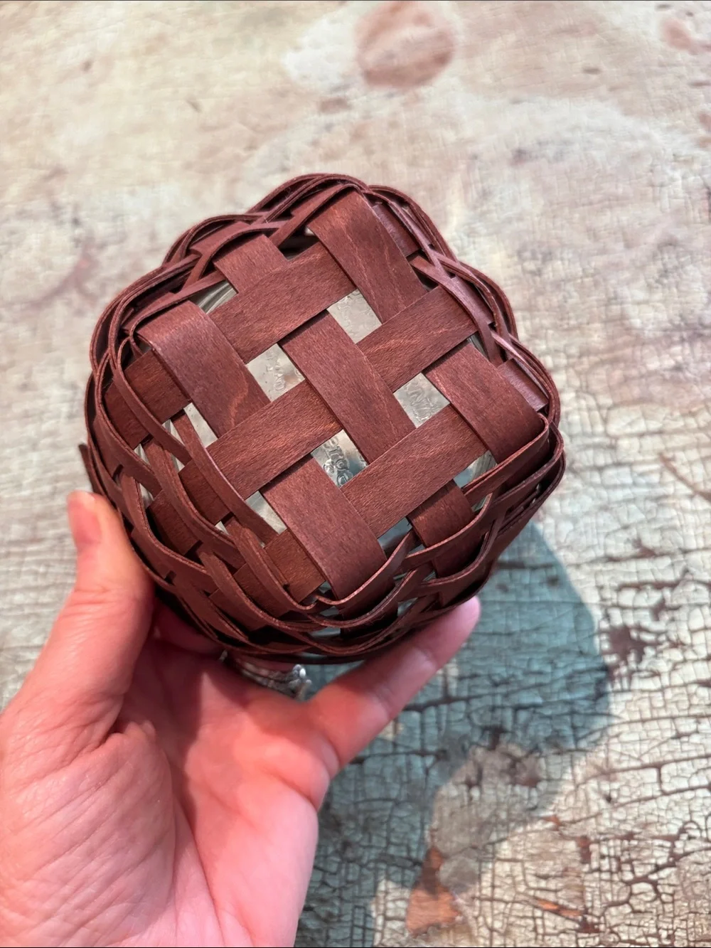 Handmade Woven Basket w/ Longaberger Plastic Protector Brown Decor Basket